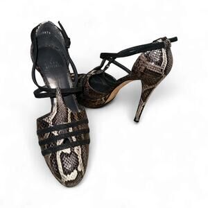 Stuart Weitzman Heritage Azur Reptile Leather Platform Pumps Heels Size 8.5